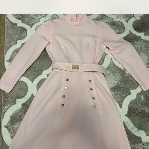 Vintage Elegant Pink Belted Dress